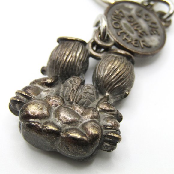 Vintage Enesco Precious Moments Key Chain Love one Another Romantic Angels 1981 - Picture 3 of 5